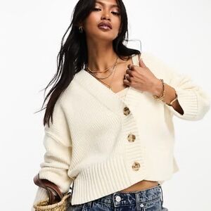 Abercrombie & Fitch Cream Chunky Button Cardigan